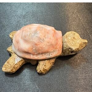 Vintage Stone Turtle Figurine 46g Hand Carved 3.25”
